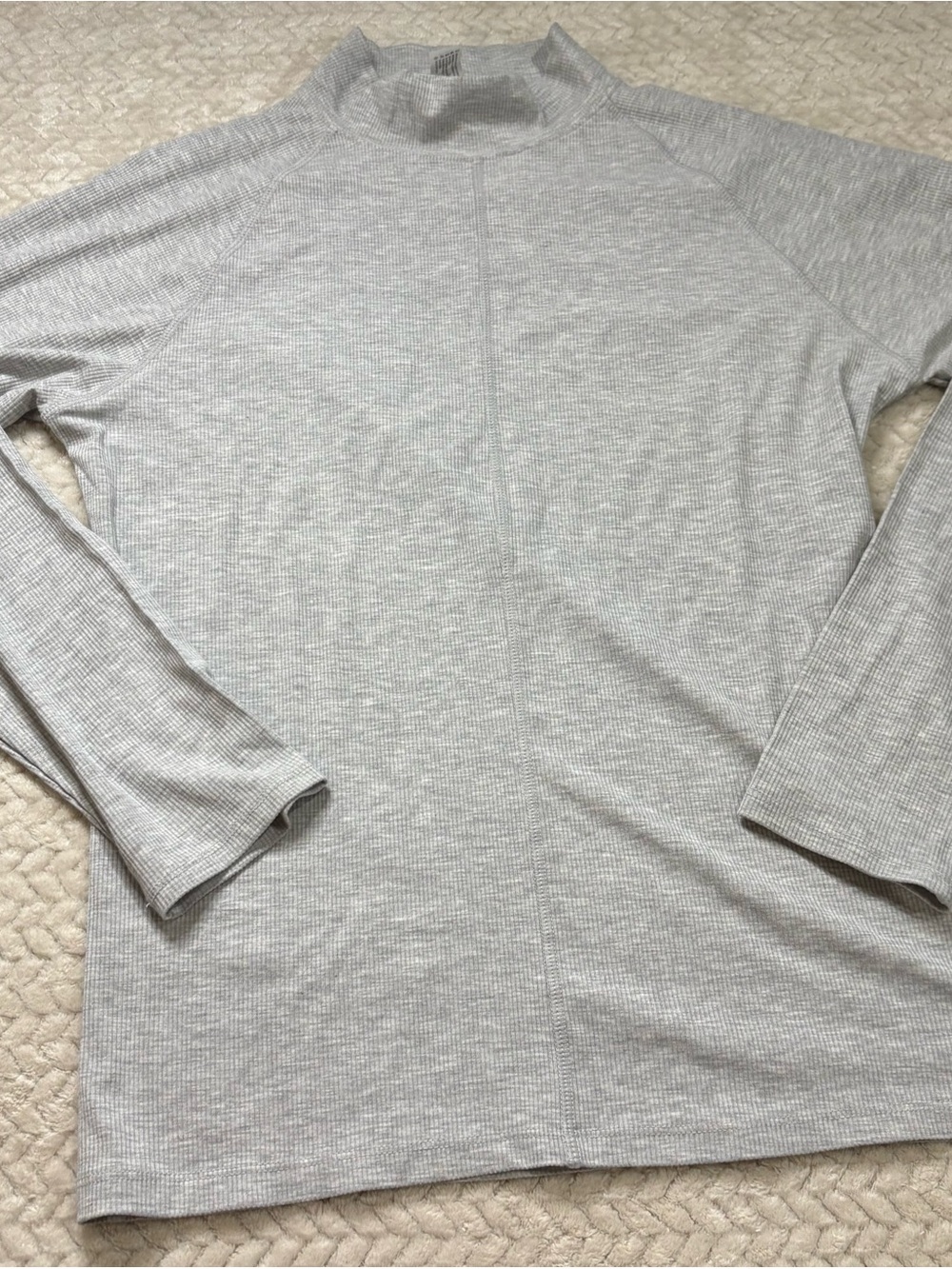 Yogalicious Women’s XL Gray Ribbed Mock Neck Long Sleeve Top